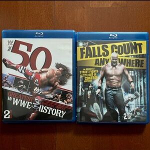 WWE Blu-ray Set with Red, White, Yellow & Blue Artwork